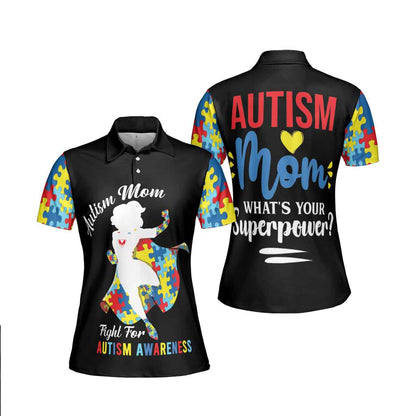 Petthouse | Autism Mom Superhero Polo Shirt Autism Awareness Polo Style Shirt Autism Support Tennis Shirt Autism