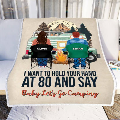 Petthouse | Personalized Let's Go Camping Throw Blanket, Couple Valentines Fleece Blanket, Camping Lover