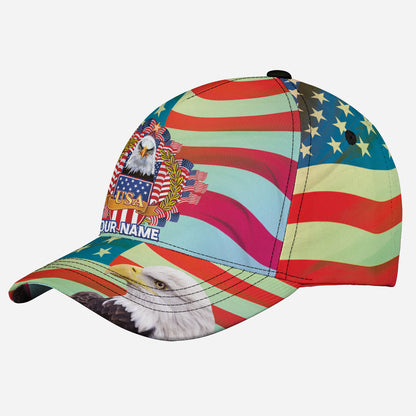 Petthouse | Customized Name Eagle American Flag Happy 4th Of July Cap Patriotic Eagle Hat United States Cap Patriot