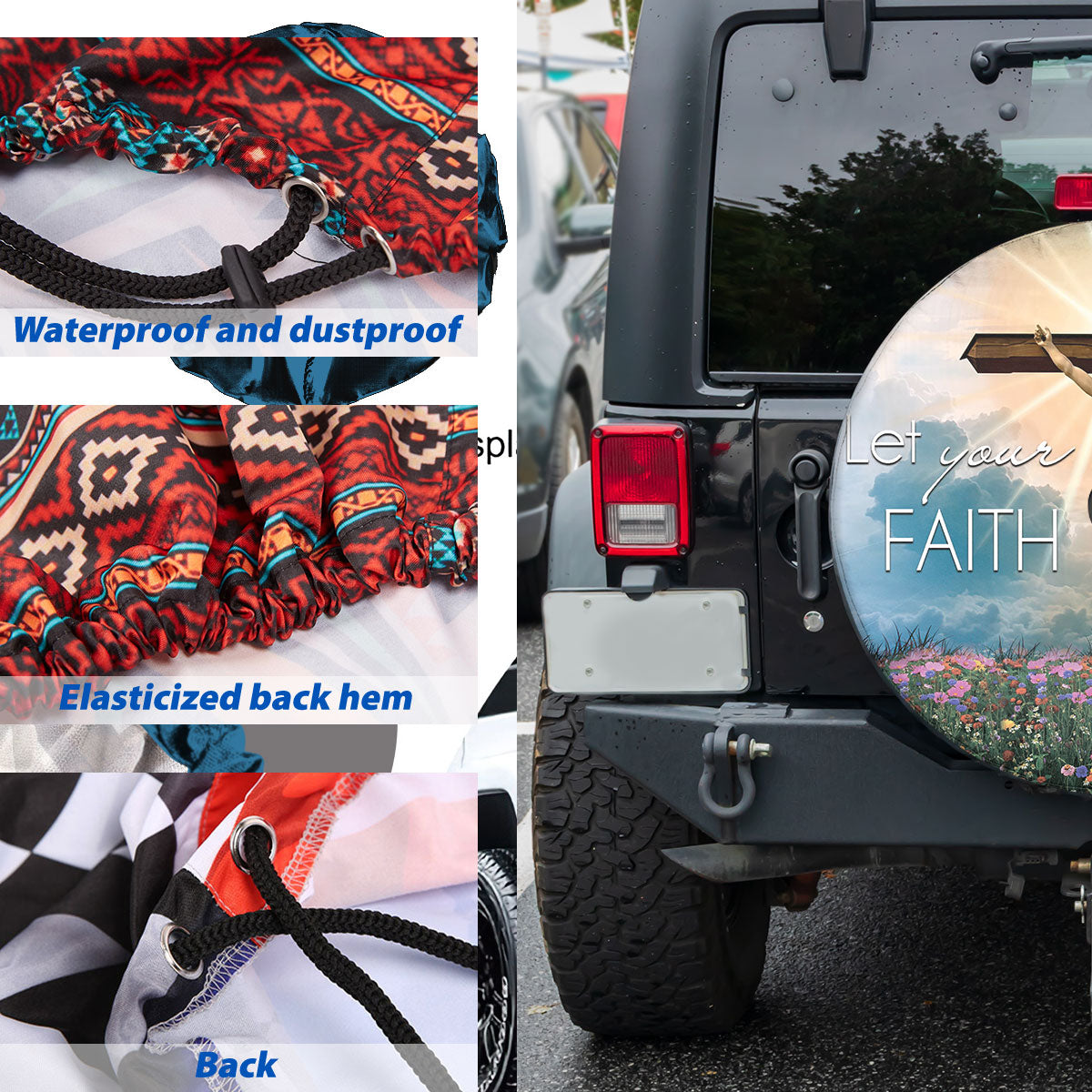 Petthouse | Jesus Spare Tire Cover Cross Tire Protector Flower Camper Tire Cover Jesus Believer Wheel Cover