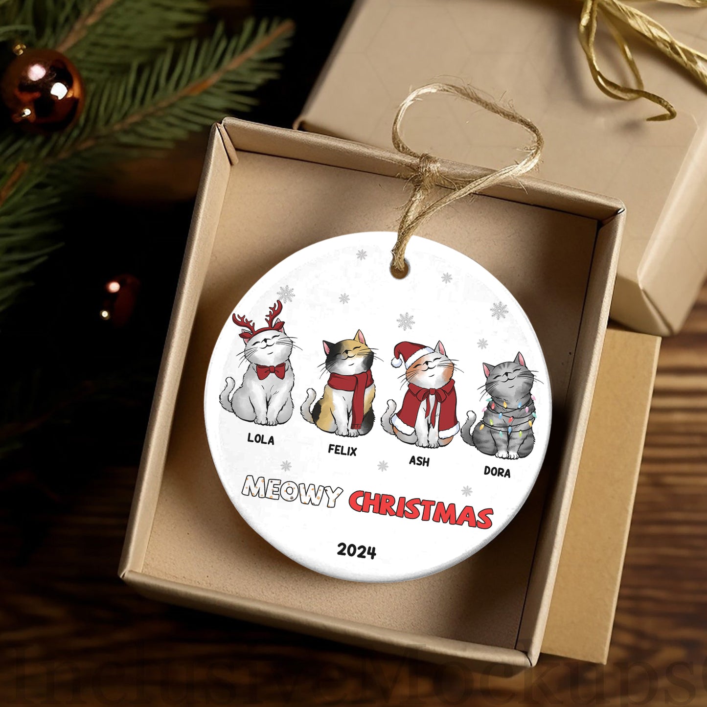 Petthouse | Custom Meowy Christmas Ornament, Pet Loss Memorial Gift, Xmas Gift, Meow Catmas, Christmas Gift