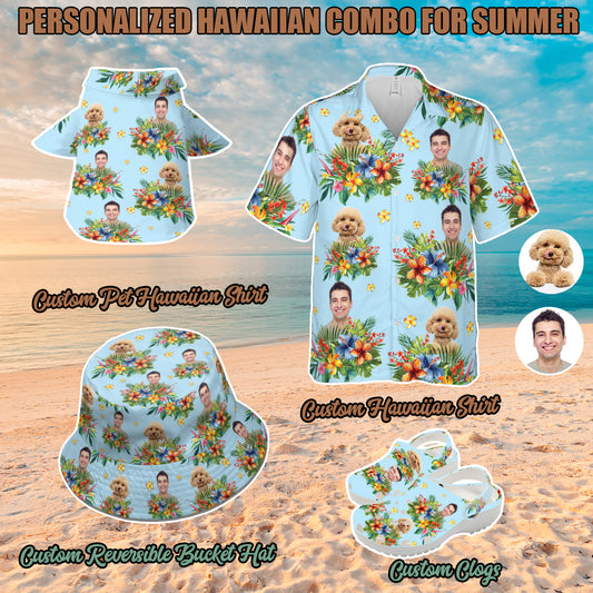 Petthouse | Personalized Photo Dog Cat Face Hawaii Shirt With Button Downs Shirt For Family