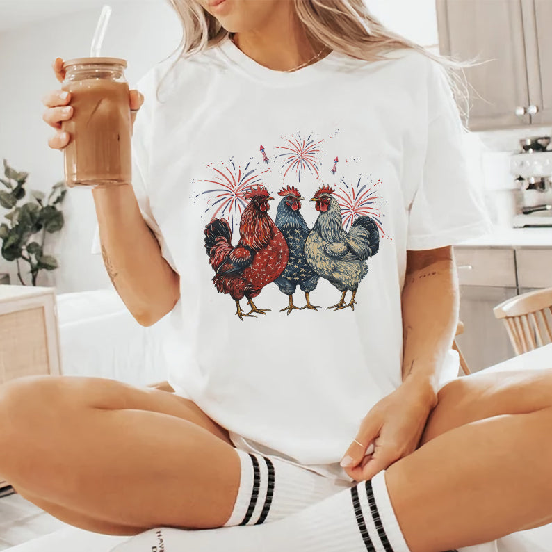 Petthouse | Patriotic Usa Chicken Shirt, Retro American 4th Of July Shirt, Independence Day