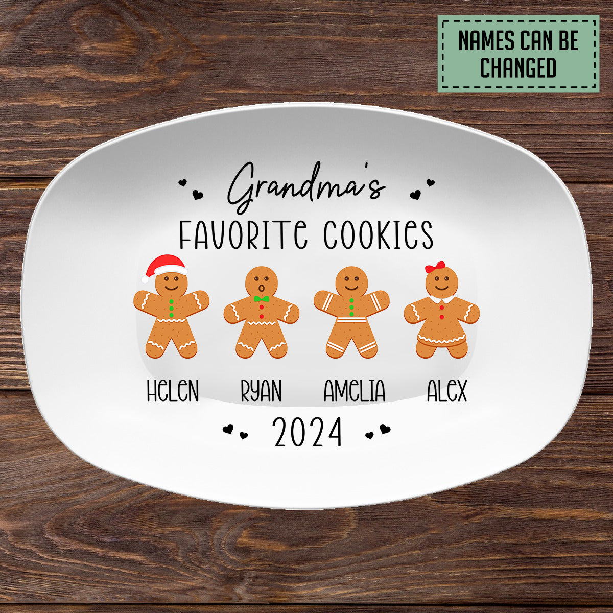 Petthouse | Personalized Gingerbread Christmas Plate, Grandma Plate, Christmas Giff Decoration