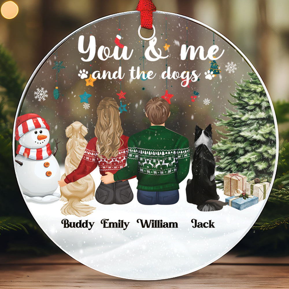 Petthouse | Personalized You & Me And The Dogs Glass Ornament, Couple & Fur Babies Christmas, Xmas Dog Family