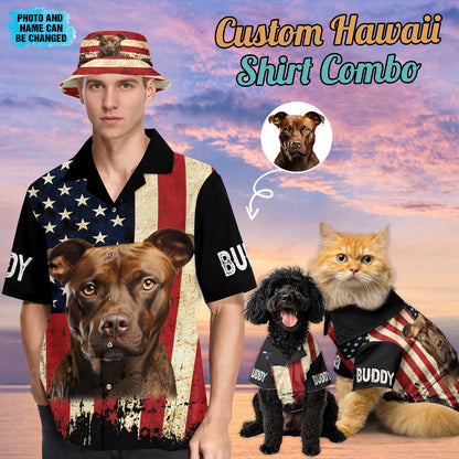 Petthouse | Custom Dog American Flag Vintage Hawaiian Shirts, 4th Of July Gift For Dog Lovers