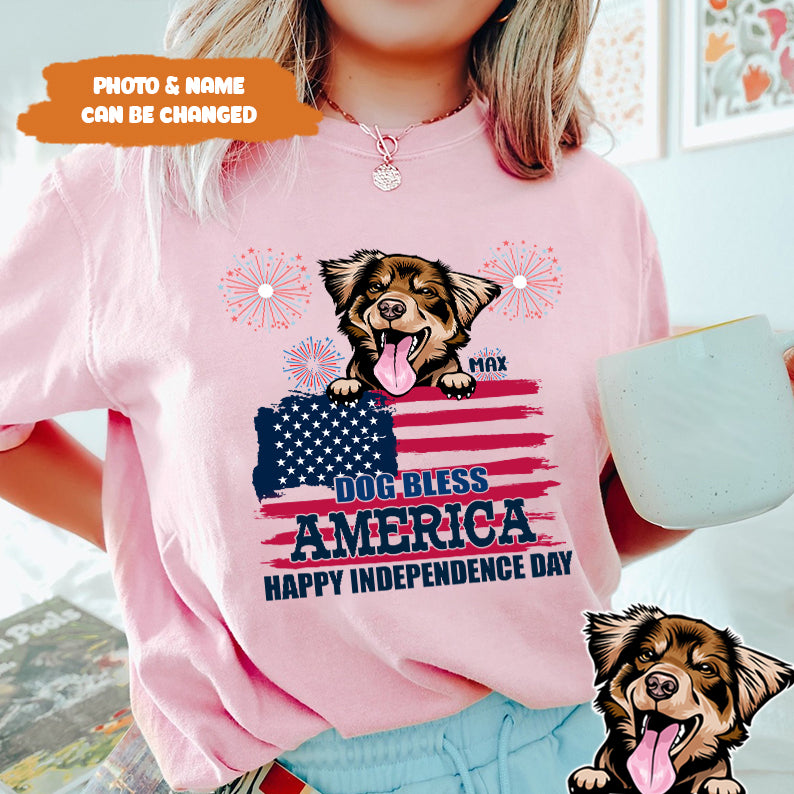 Petthouse | Custom Dog Bless America Shirt, Happy Independence Day, 4th Of July Dog Shirt, Dog Lovers