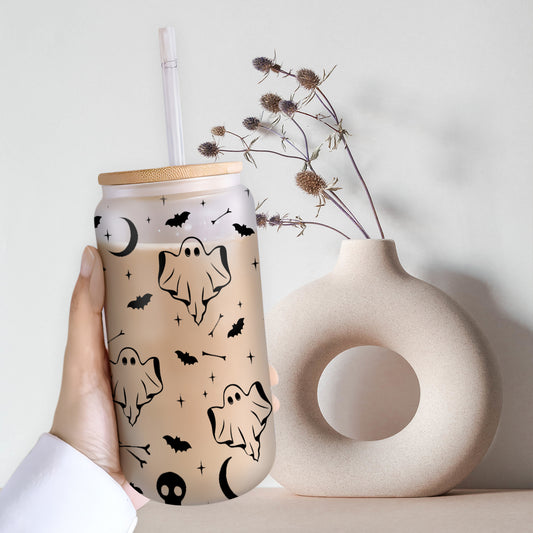 Petthouse | Spooky And Cute Halloween Glass Can, Halloween Ghost Libbey, Ghost Spooky Viber Halloween