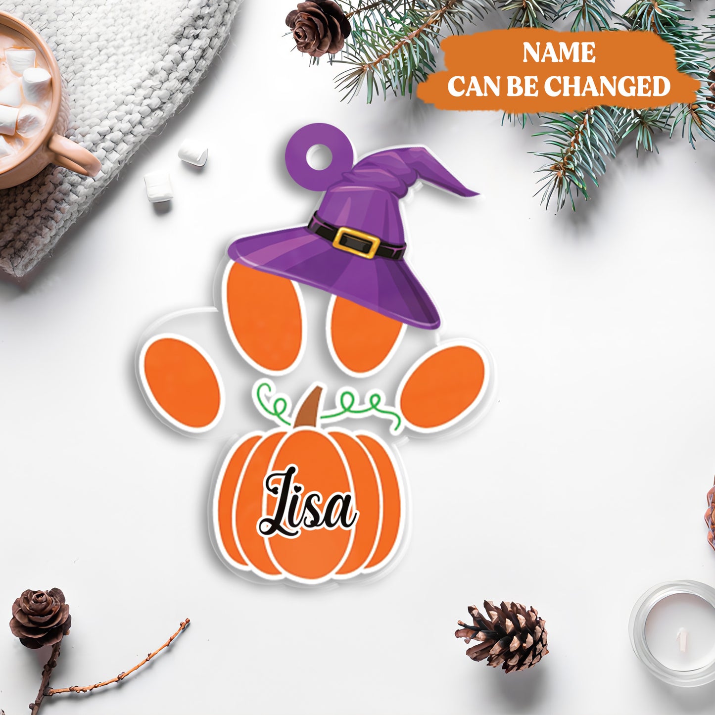 Petthouse | Dog Paw Ornament, Dog Halloween Hat Ornament, Christmas Ornament Decor, Pet Lovers Gift