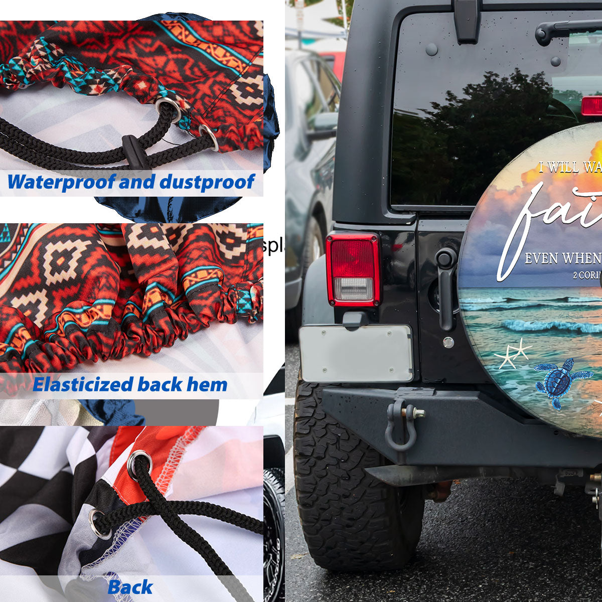 Petthouse | Beach Tire Protector I Will Walk By Faith Spare Tire Cover Turtles Car Accessory Starfish Truck Cover