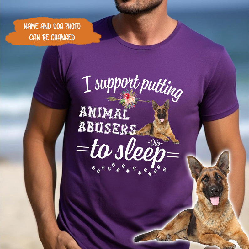 Petthpuse I Personalized Dog Support Putting Animal Abusers To Sleep Shirt, Dog Mom Dog Dad Shirt