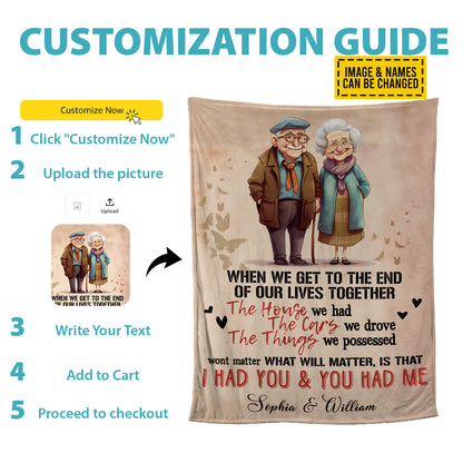 Petthouse | Personalized Old Couple Fleece Blanket, Valentine Day Throw Blanket, True Love Story Cozy Blanket