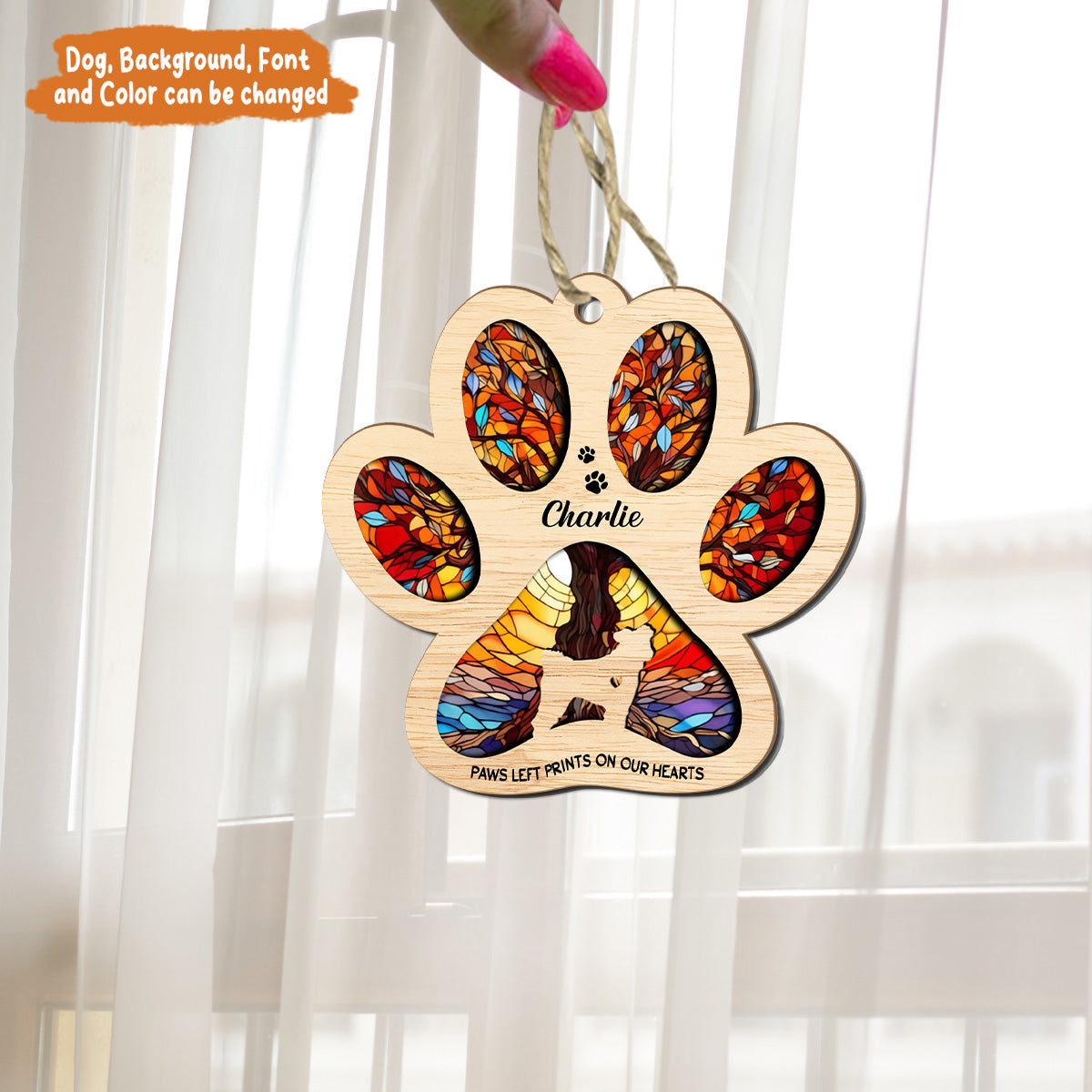 Petthouse | Personalized Tree Of Life Dog Memorial Gifts For Loss Of Dog, Paw Print Memorial Suncatcher