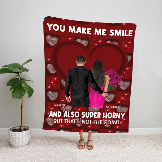 Petthouse | Customized Throw Blanket To My Darling, Red Valentine Decorative Cozy Blanket, You Make Me Smile