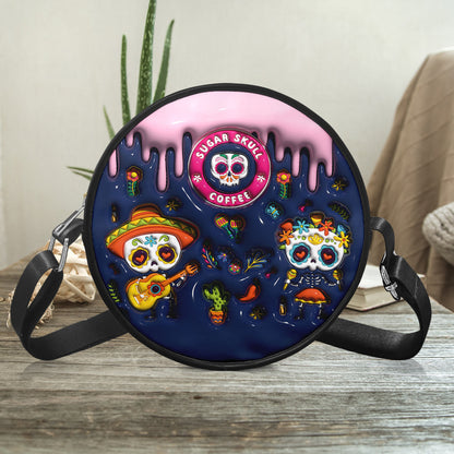 Petthouse | Colorful Sugar Skull Print 3d Effect Leather Handbag With Handle, Ghost Pumpkin Bags, Print 3d Halloween Bags