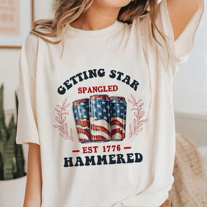 Petthouse | Getting Star Spangled Hammered Est 1776 4th Of July Shirt, Patriotic Independence Day Shirt