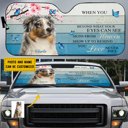 Petthouse | Customized Dog Sunshade Windshield Sun Shade Dog Remembrance Car Australian Shepherd