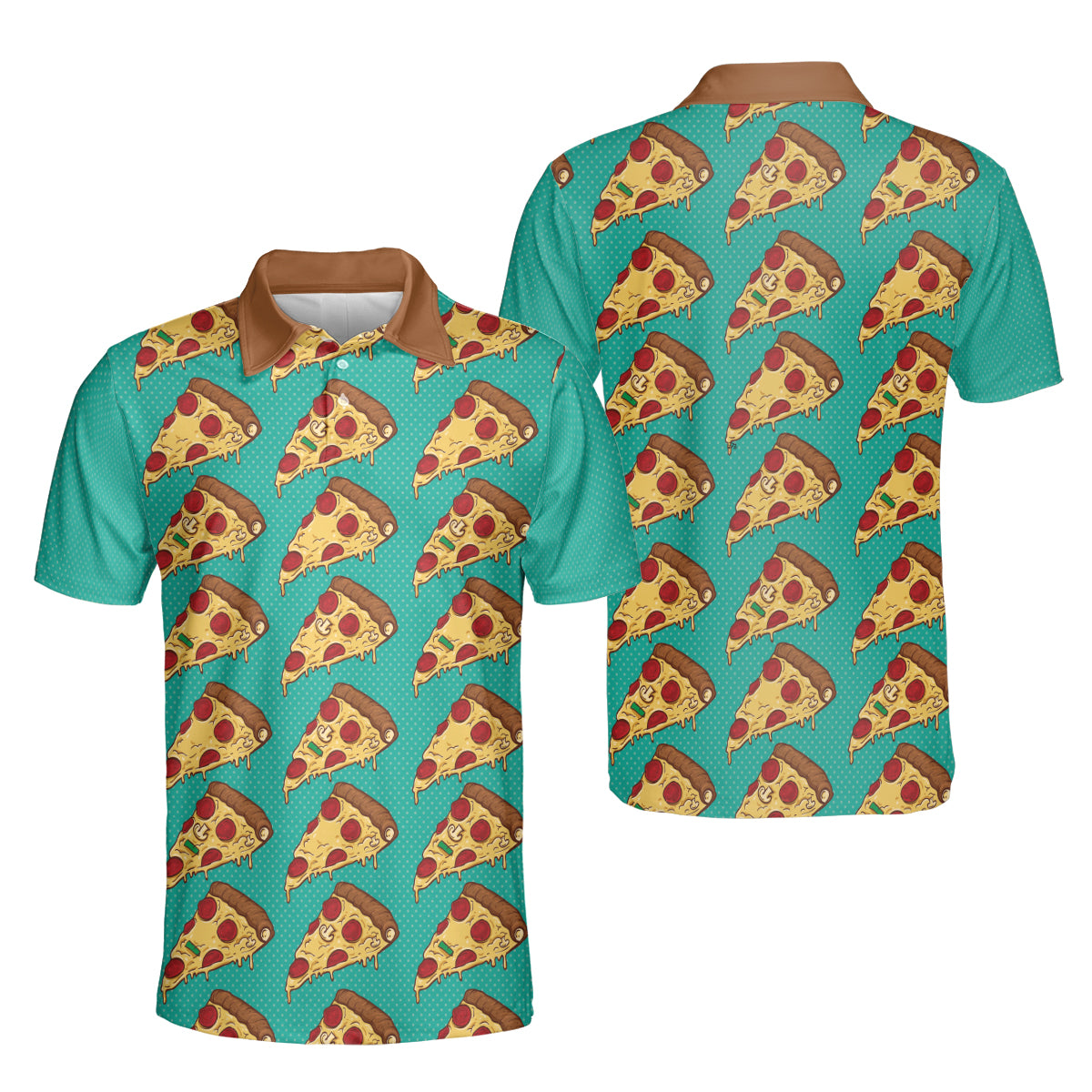 Petthouse | Customized Colorful Pizza Slices Seamless Pattern Polo Shirt Love Pizza Fast Food Sport Shirt Pizza Lovers