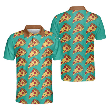 Petthouse | Customized Colorful Pizza Slices Seamless Pattern Polo Shirt Love Pizza Fast Food Sport Shirt Pizza Lovers