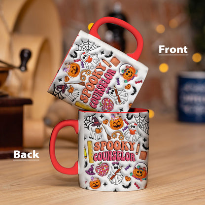 Petthouse | School Counselor Halloween Mug, Spooky Counselor Pumpkin 3d Inflated Mug, Gift For Teacher