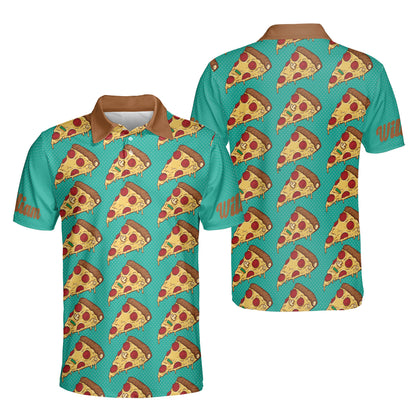 Petthouse | Customized Colorful Pizza Slices Seamless Pattern Polo Shirt Love Pizza Fast Food Sport Shirt Pizza Lovers