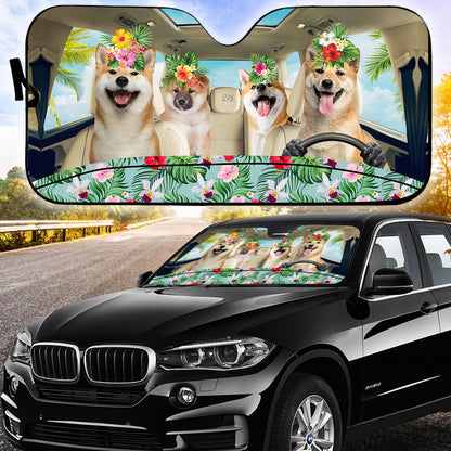 Petthouse | Shiba Inu Cute Windshield Sun Shade Dog Driving Car Automotive Interior Sun Protection Shiba Mom