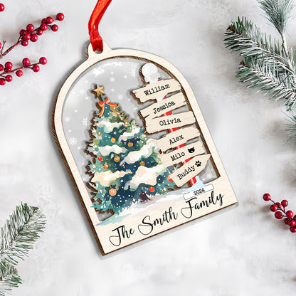 Petthouse | Personalized Family Christmas Ornament, Family 2024 Ornament, Xmas Ornament, Family Name Tree