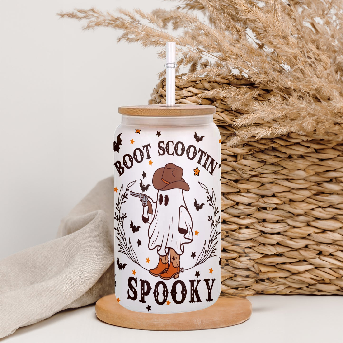 Petthouse | Westerm Ghost Glass Can, Westerm Ghost Halloween, Ghost Cowboy Coffee, Boot Scootin' Spooky