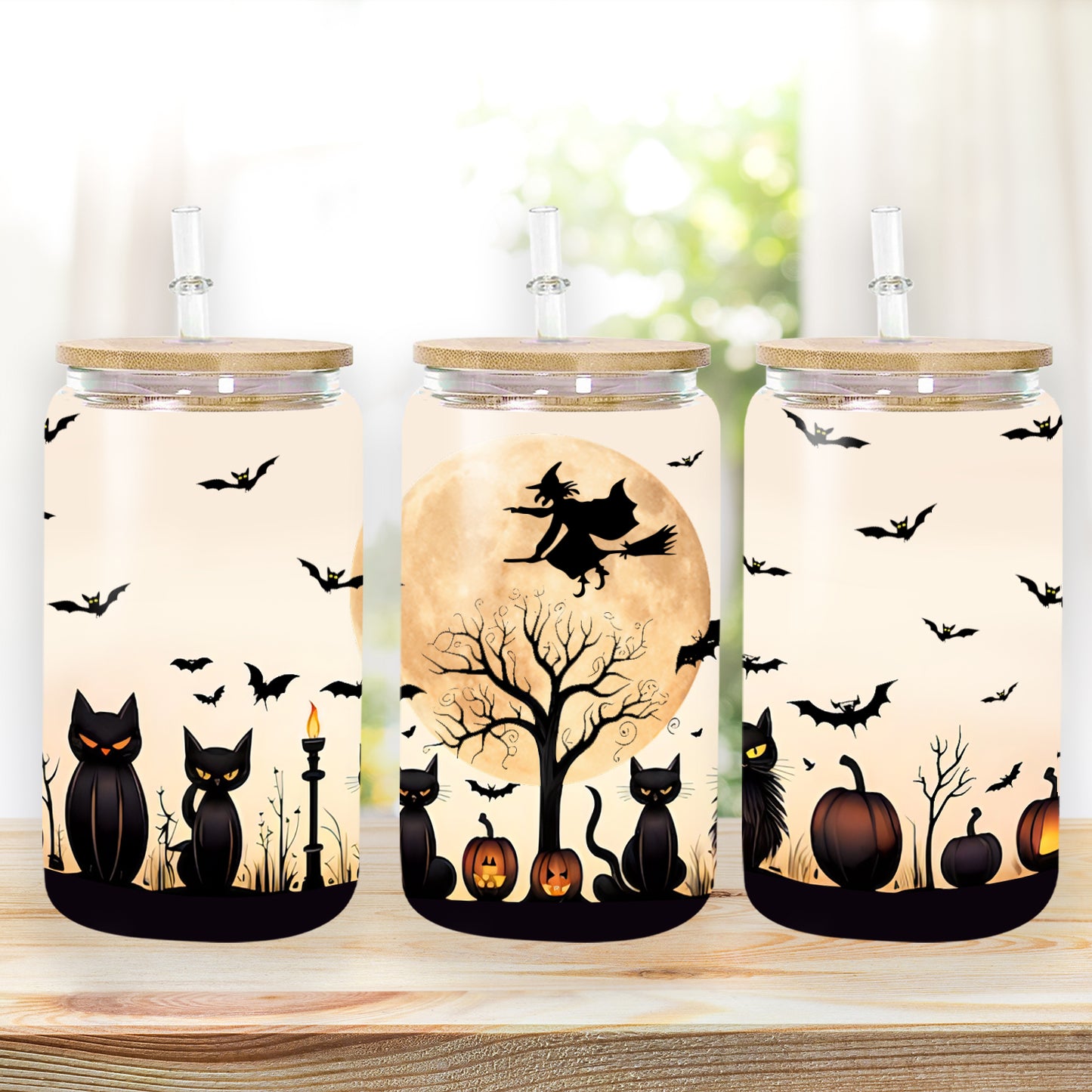 Petthouse | Pumpkin Coffee Glass Cup, Witchy Brew, Black Cat Cup, Cute Cat Glass, Spooky Brew