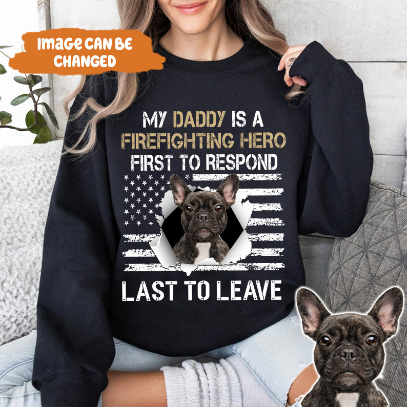 Petthouse | Custom Dog My Daddy Is A Firefighting Hero Shirt, Happy Independence Day, Veteran's Day