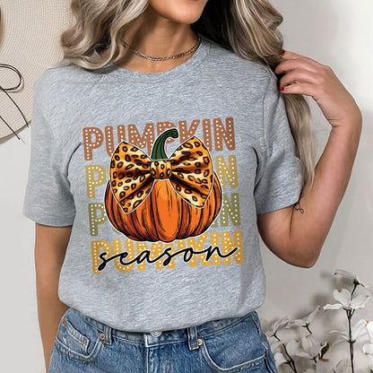 Petthouse | Pumpkin Season Leopard Bow Shirt, Fall Coquette Shirt, Fall Girl Pumpkin Season Shirt