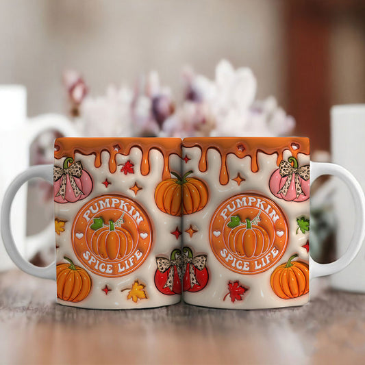 Petthouse | Pumpkin Spice Life 3d Inflated Print Mug, Pumpkin Spice Coffee, Thanksgiving Mug For Mom