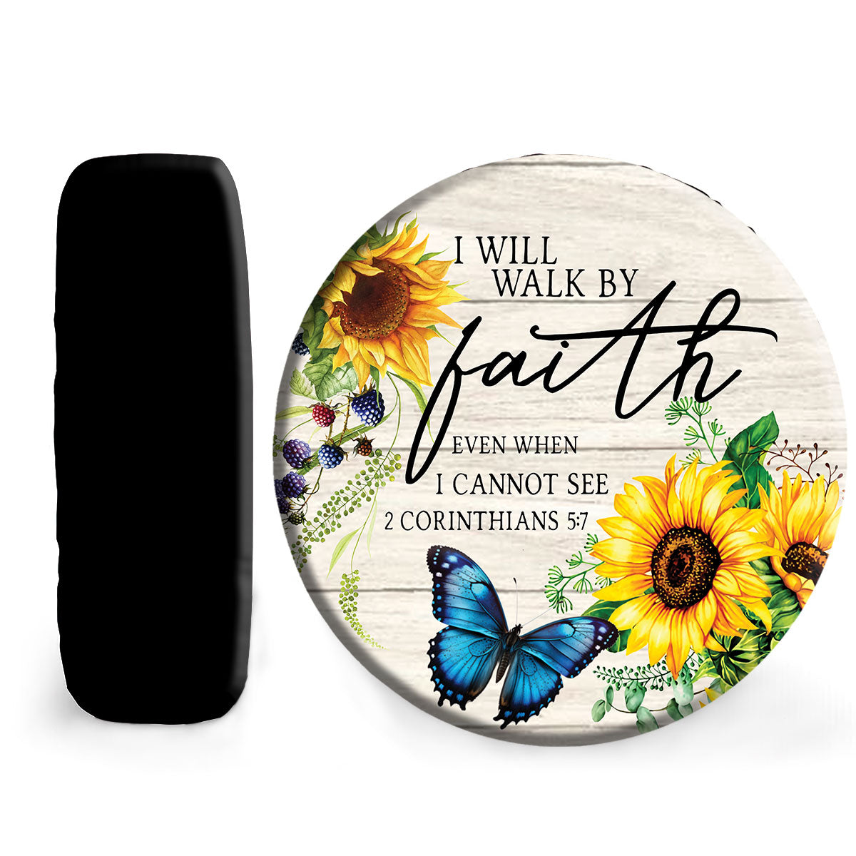 Petthouse | Sunflower Farmhouse Wheel Tire Covers Walk By Faith God Bible Verse Tire Cover Christian Gifts