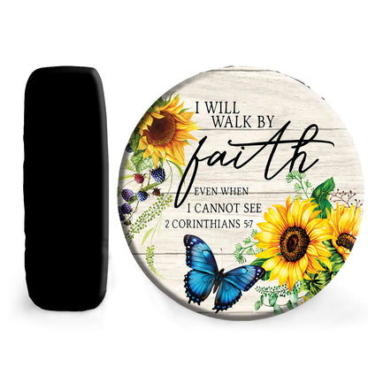 Petthouse | Sunflower Farmhouse Wheel Tire Covers Walk By Faith God Bible Verse Tire Cover Christian Gifts