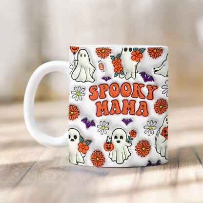 Petthouse | Spooky Mama 3d Inflated Mug, Halloween Mom Gift, Halloween Coffee Mug, Spooky Mama Coffee Mug, Gift For Mom