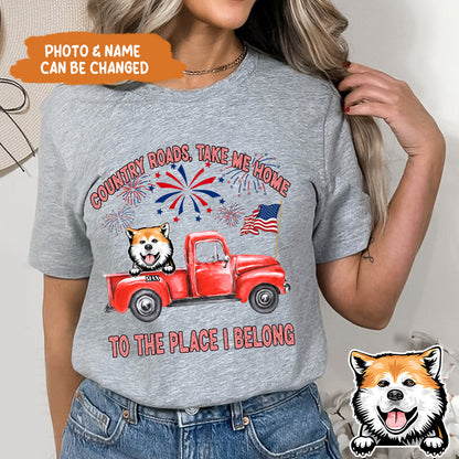 Petthouse | Custom Dog Shirt, Country Roads Take Me Home To The Place I Belong Shirt