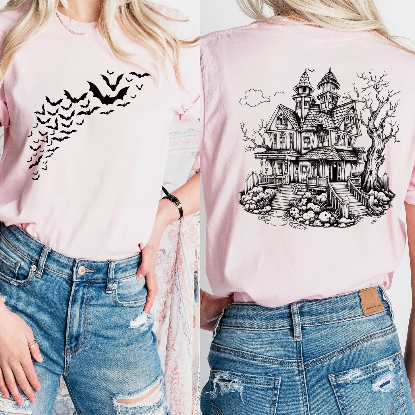 Petthouse | Haunted House Halloween Shirt, Spooky Season, Party Bats Shirt, Spooky Vibes Haunted House