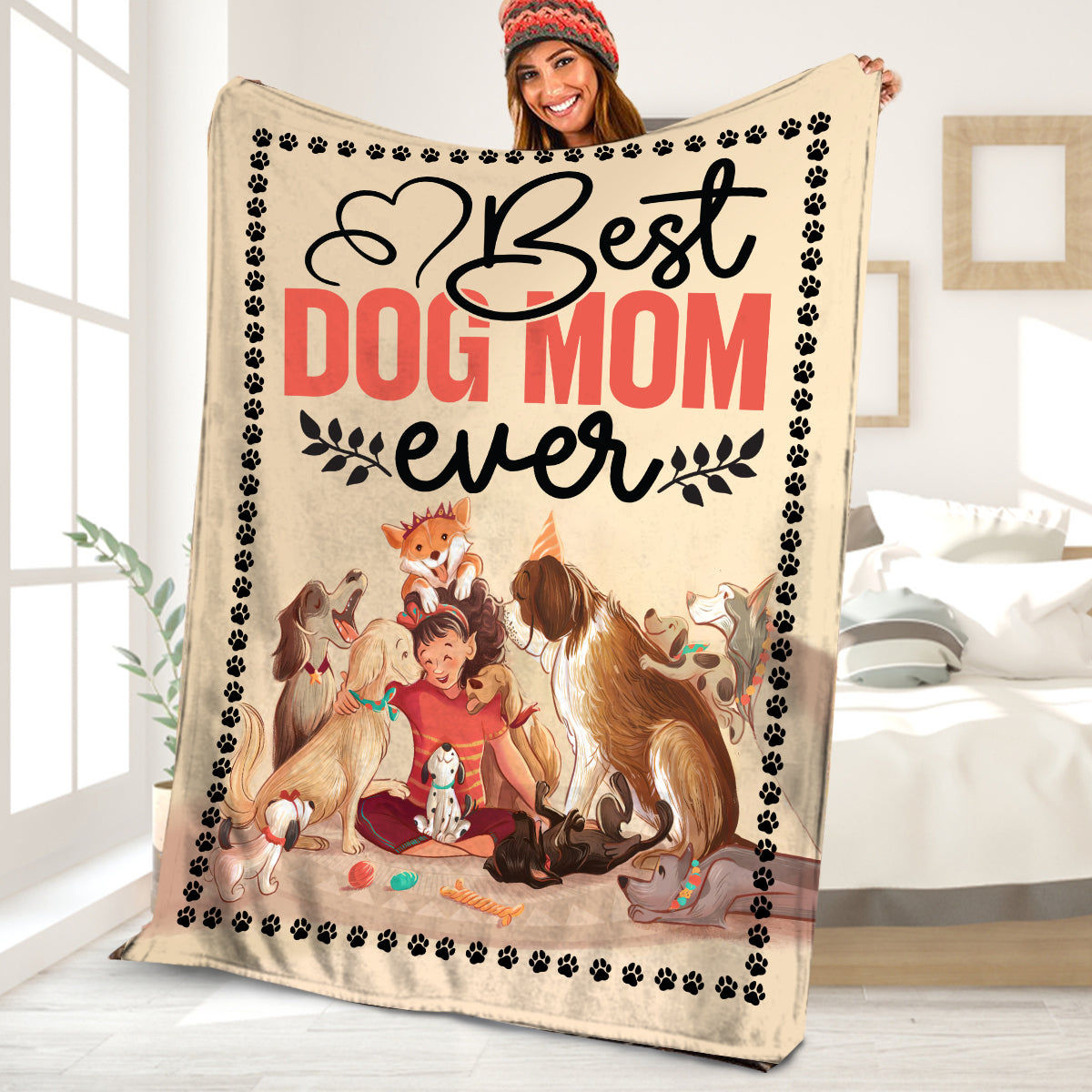 Petthouse | Dog Mom Fleece Blanket, Best Dog Mom Ever Sofa Blanket, Dog's Mom Mother Day Gifts, Dog Lover