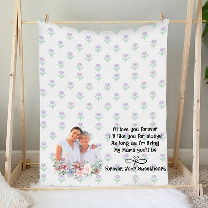 Petthouse | Personalized Sweet Mother's Day Throw Blanket, I'll Love You Forever Travel Blanket To My Mom