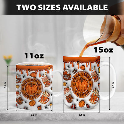 Petthouse | Fall Vibes Coffee 3d Inflated Mug, Fall Vibes Ceramic Mug, Puffy Fall Mug, Autumn Fall Coffee