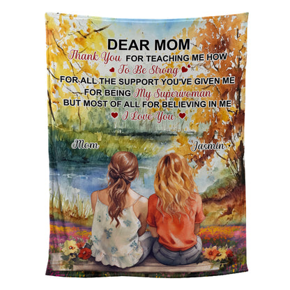 Petthouse | Personalized Dear Mom Fleece Blanket, Thank You For Being My Superwomen Throw Blanket, Family Gifts