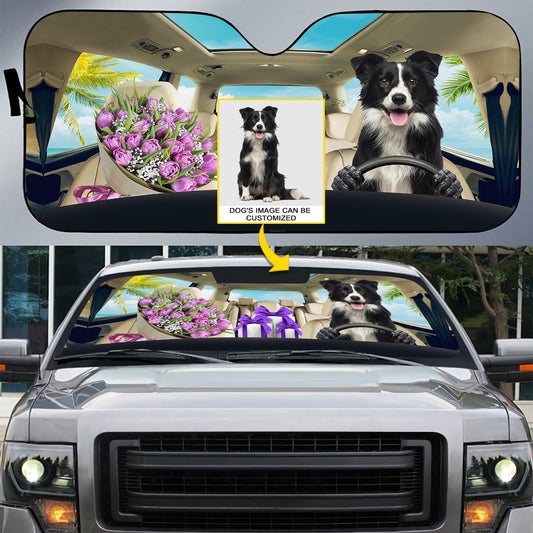 Petthouse | Border Collie Customized Windshield Sun Shade Dog Driving Car Shade Front Windshield Dog Mom