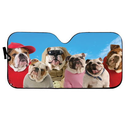 Petthouse | A Bunch Of English Bulldog Windshield Sun Shade Customized Photos Car Shade Dog Driving