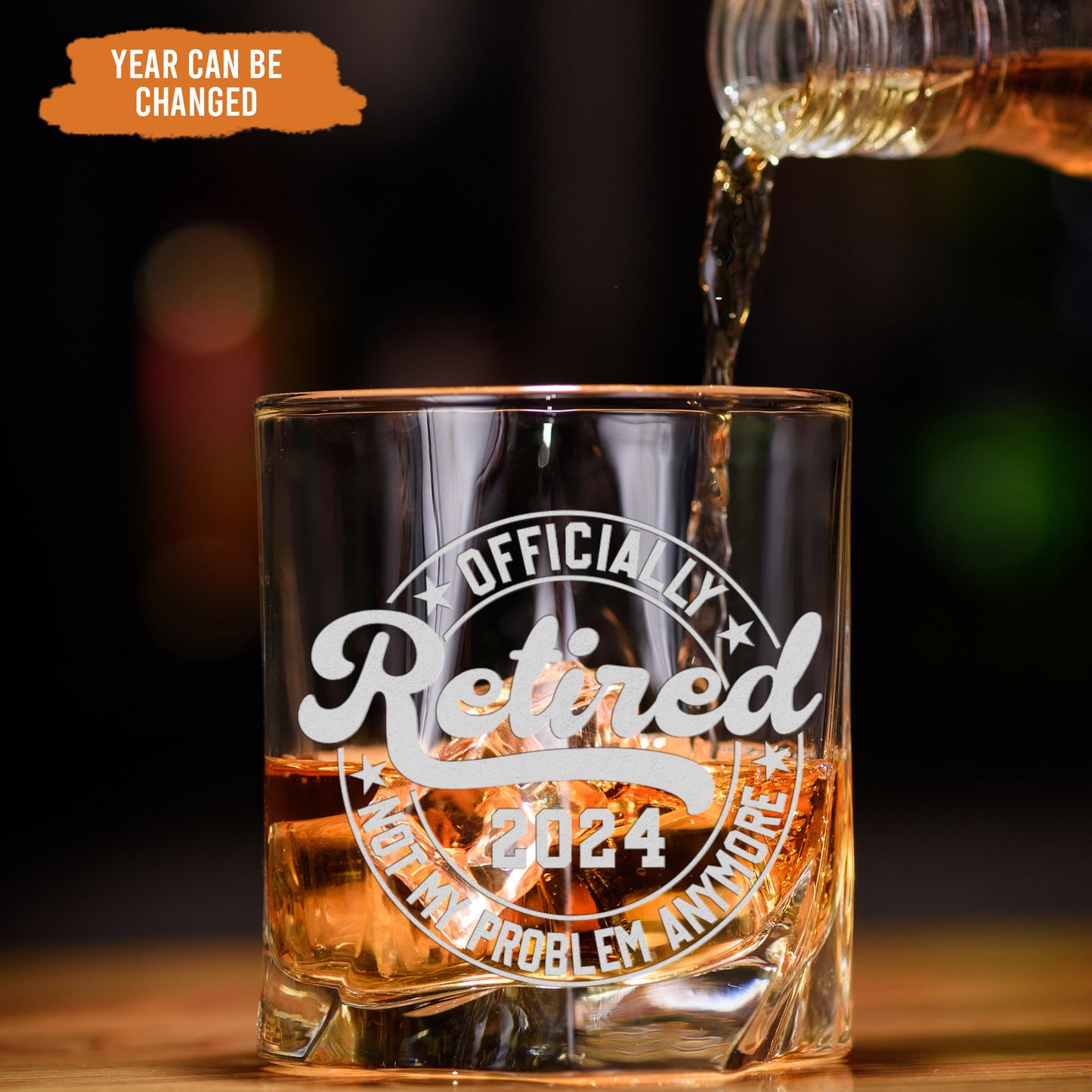 Petthouse | Custon Officially Retired Not My Problem Anymore Whiskey Glass, Gifts For Men