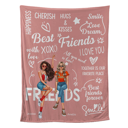 Petthouse | Personalized Cherish Hugs Kisses Fleece Blanket, To My Bestie Sherpa Blanket, Gifts For Best Friend