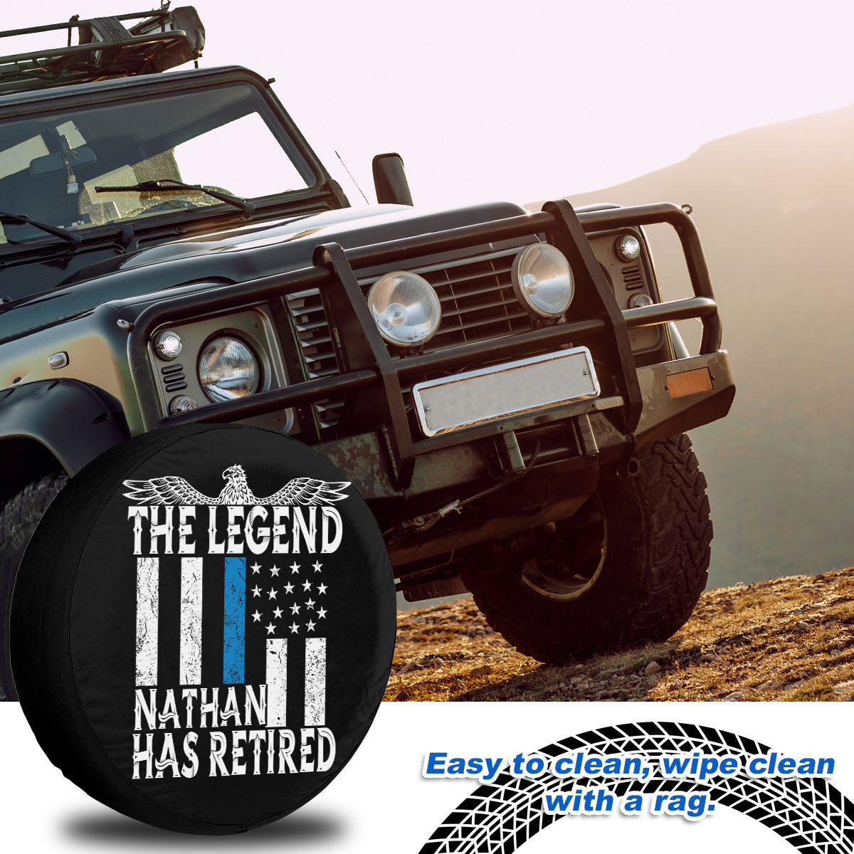 Petthouse | Customized Name Retired Police Officer The Legend Retired Spare Tire Cover American Police Trailer