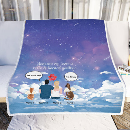 Petthouse | Customized Loss Of Dog Cozy Blanket To Pet Lovers, You Were My Favorite Hello And Hardest Goodbye Blanket