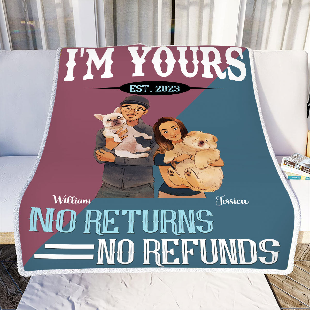 Petthouse | Personalized Sweet Valentines Printable Blanket For Girlfriend, I'm Yours No Returns Or Refund