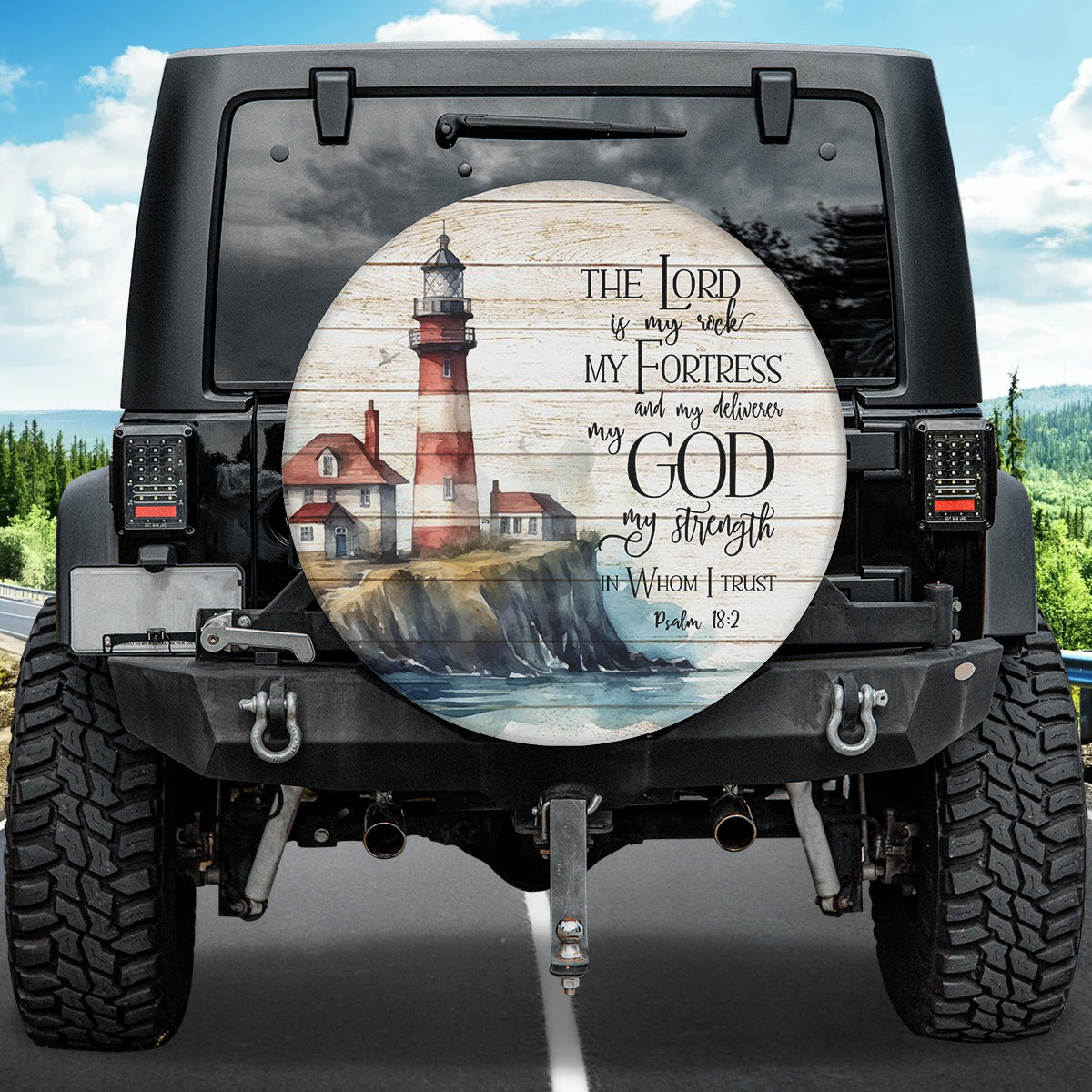 Petthouse | Christian Bible Spare Tire Cover Lighthouse Wheel Cover Psalm Car Accessory New Car Gift