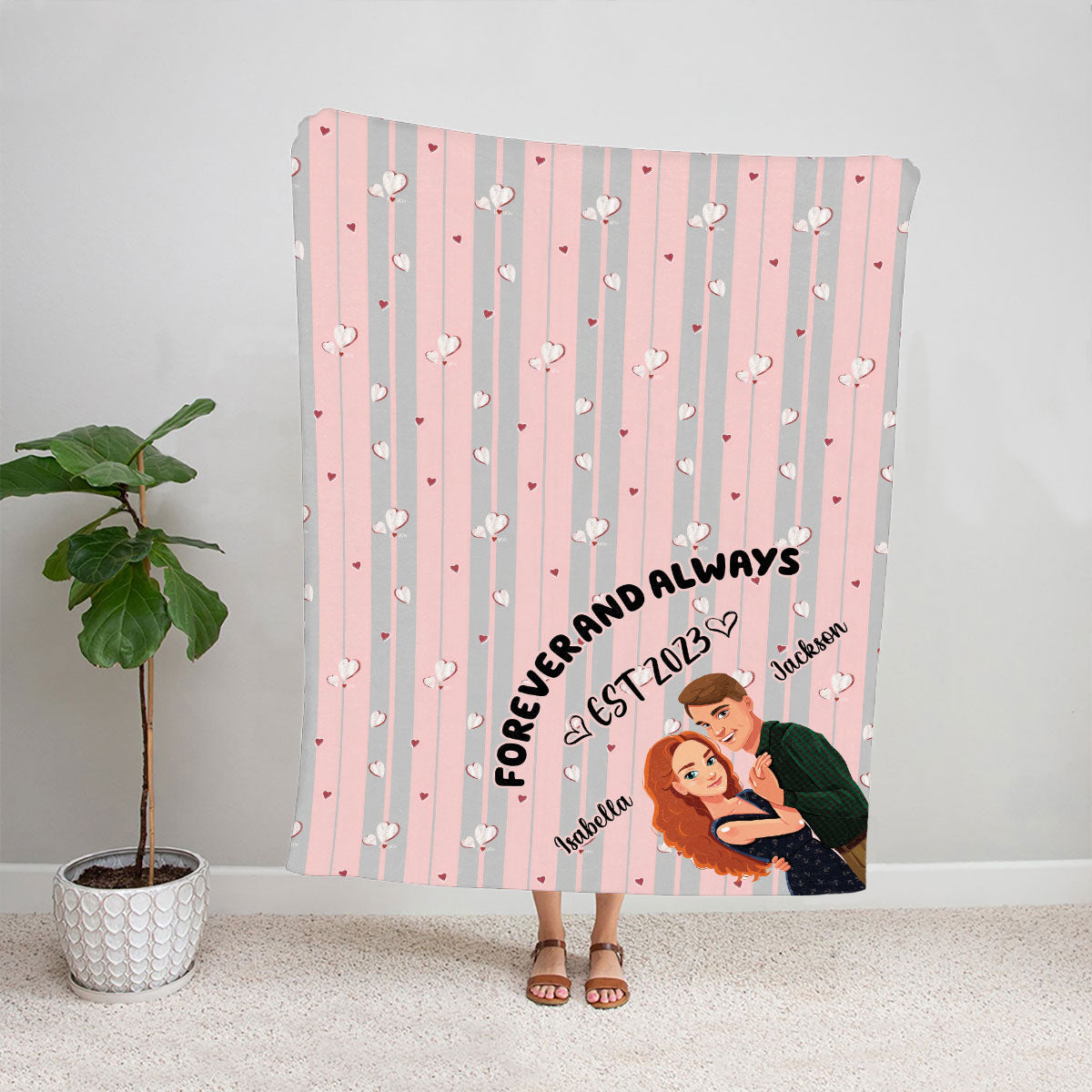 Petthouse | Couple Personalized Fleece Blanket, Valentine's Day Throw Blanket, Forever And Always, Love Anniversary